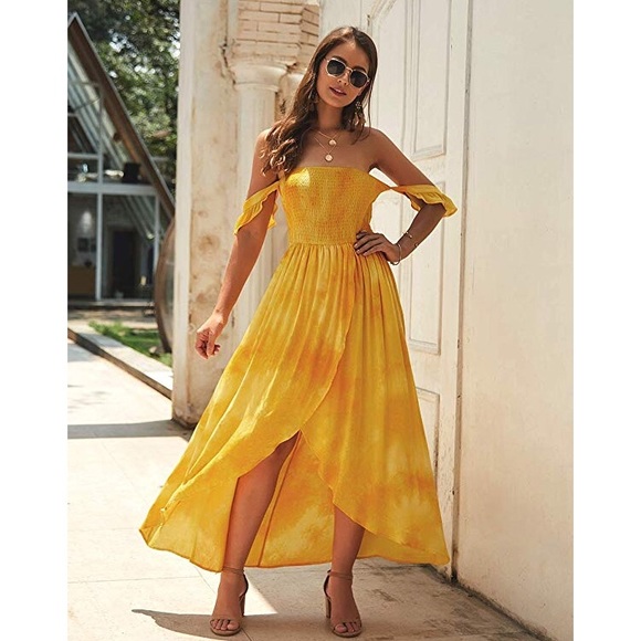 Dresses & Skirts - yellow tie dye high low maxi dress